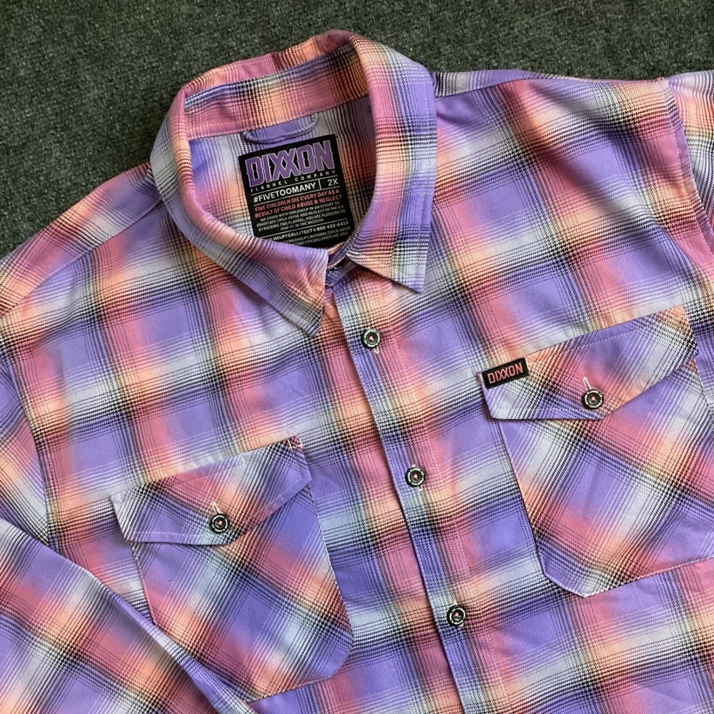Dixxon Flannel Co Childhelp Five Too Many Plaid Shirt Mens 2X Pink D-Tech 260